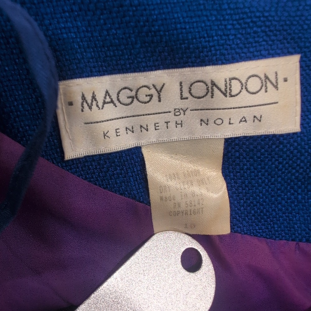 Vintage Maggy London‎ Kenneth Nolan Royal Blue Sheath Dress Size 2 Short Sleeve - Picture 2 of 4